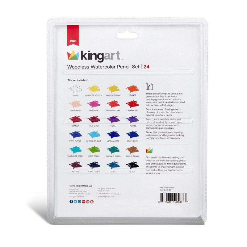 kingart pro kingart pro woodless watercolor pencils set of 24 colors 29440550731937