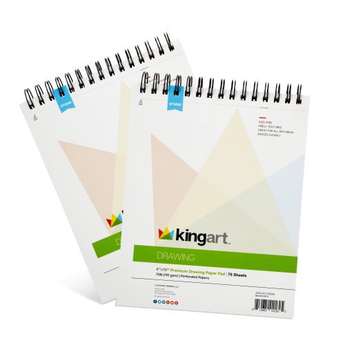 kingart studio kingart drawing paper pad pack of 2 8 x 10 inches 75 pages each 70lb 110gsm micro perforated spiral bound 30305311228065