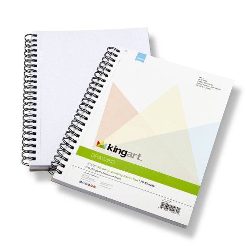 kingart studio kingart drawing paper pad pack of 2 9 x 12 inches 75 pages each 70lb 110gsm micro perforated spiral bound 29560293064865