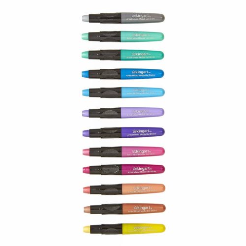 kingart studio kingart gel stick artist mixed media crayons set of 12 metallic colors 29561252577441