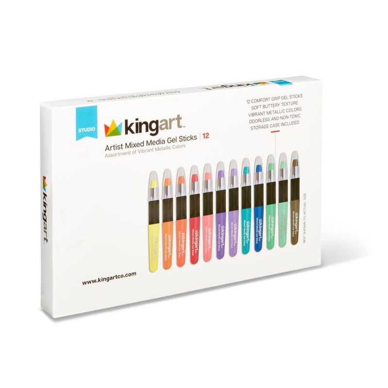 kingart studio kingart gel stick artist mixed media crayons set of 12 metallic colors 29561266700449