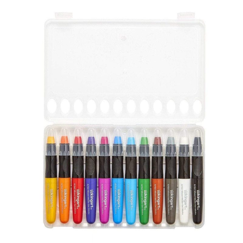 kingart studio kingart gel stick artist mixed media crayons set of 12 primary colors 29490288591009