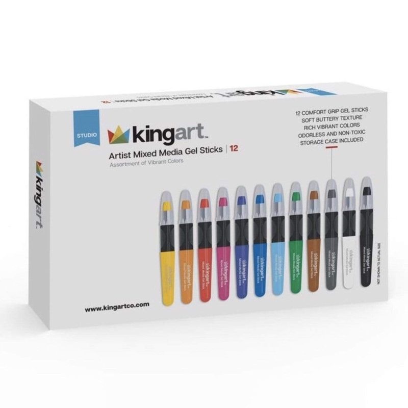 kingart studio kingart gel stick artist mixed media crayons set of 12 primary colors 29490292949153