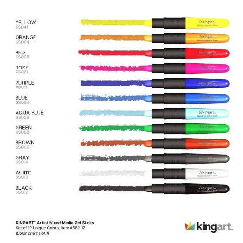 kingart studio kingart gel stick artist mixed media crayons set of 12 primary colors 29490293604513