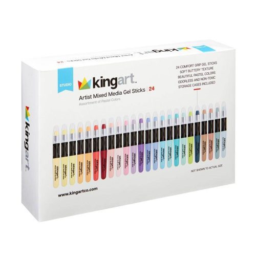 kingart studio kingart gel stick artist mixed media crayons set of 24 unique pastel colors 29497832964257