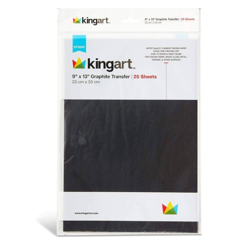 kingart studio kingart graphite transfer paper 9 x 13 25 sheets gray carbon paper for tracing and transferring drawings onto wood paper canvas arts crafts projects 29489656397985