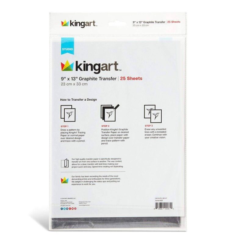 kingart studio kingart graphite transfer paper 9 x 13 25 sheets gray carbon paper for tracing and transferring drawings onto wood paper canvas arts crafts projects 29489662296225