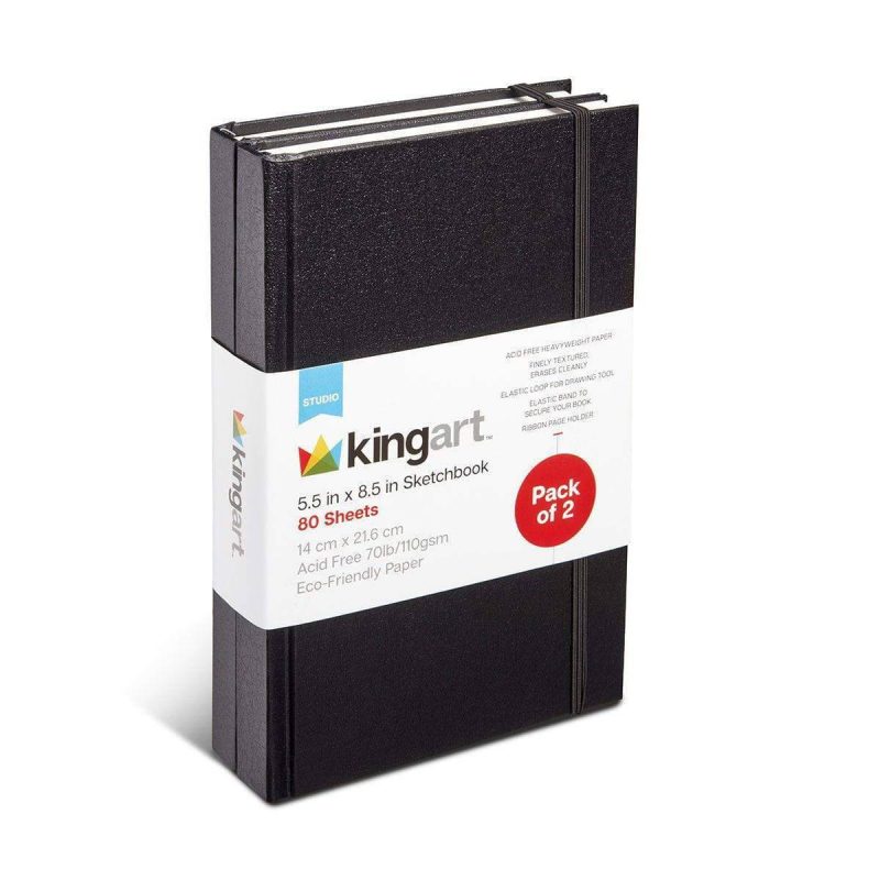 kingart studio kingart hardcover sketchbook journal 70 pound 110 gsm 5 5 x 8 5 80 sheets 2 pack 29490015109281