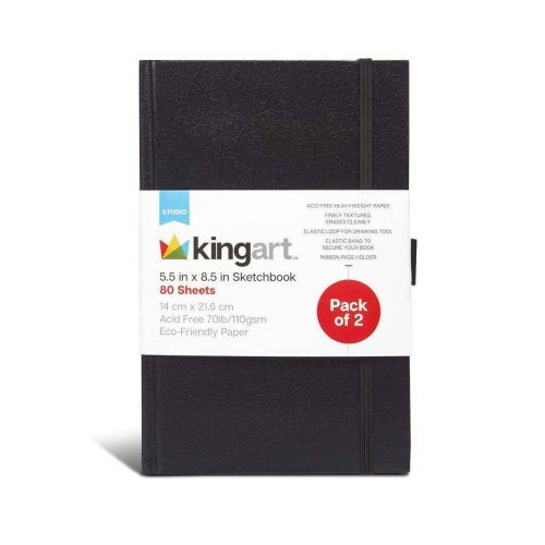 kingart studio kingart hardcover sketchbook journal 70 pound 110 gsm 5 5 x 8 5 80 sheets 2 pack 29490020155553