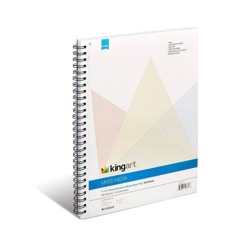 kingart studio kingart mixed media sketchbooks 11 x 14 inches 60 sheet drawing pad 98lb 160gsm acid free paper micro perforated spiral bound wet and dry media 29489524703393