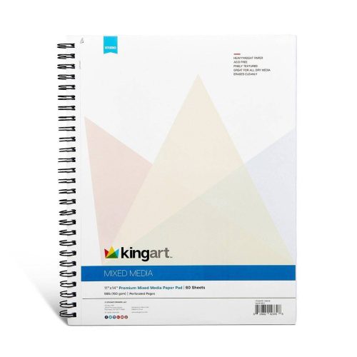 kingart studio kingart mixed media sketchbooks 11 x 14 inches 60 sheet drawing pad 98lb 160gsm acid free paper micro perforated spiral bound wet and dry media 30196160299169