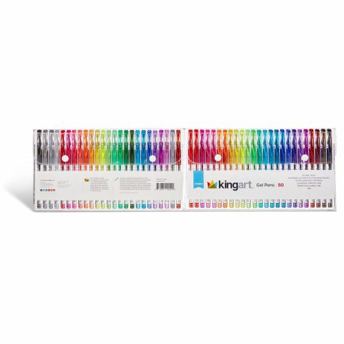 kingart studio kingart soft grip glitter gel pens xl 2 5mm ink cartridge set of 50 unique colors 29489786519713