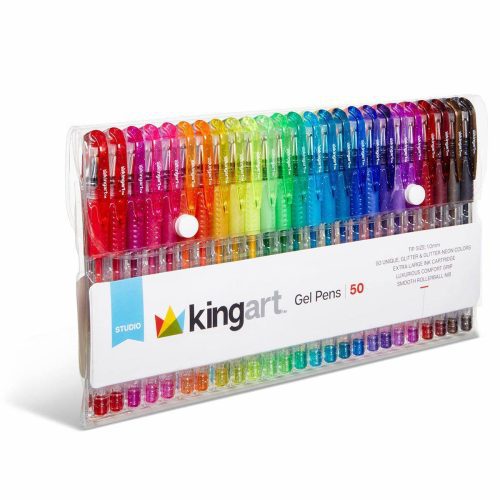 kingart studio kingart soft grip glitter gel pens xl 2 5mm ink cartridge set of 50 unique colors 29489788584097