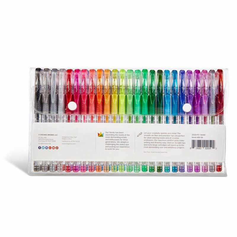 kingart studio kingart soft grip glitter gel pens xl 2 5mm ink cartridge set of 50 unique colors 29489789436065