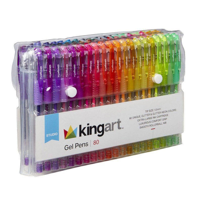 kingart studio kingart soft grip glitter gel pens xl 2 5mm ink cartridge set of 80 unique colors 29497122848929