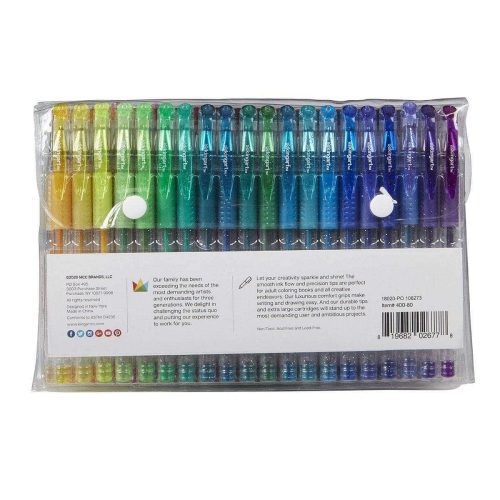 kingart studio kingart soft grip glitter gel pens xl 2 5mm ink cartridge set of 80 unique colors 29497142214817