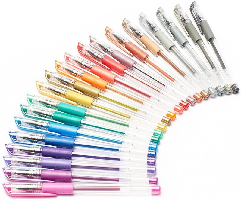 kingart studio kingart soft grip metallic gel pens xl 2 5mm ink cartridge set of 20 unique colors 29561107153057