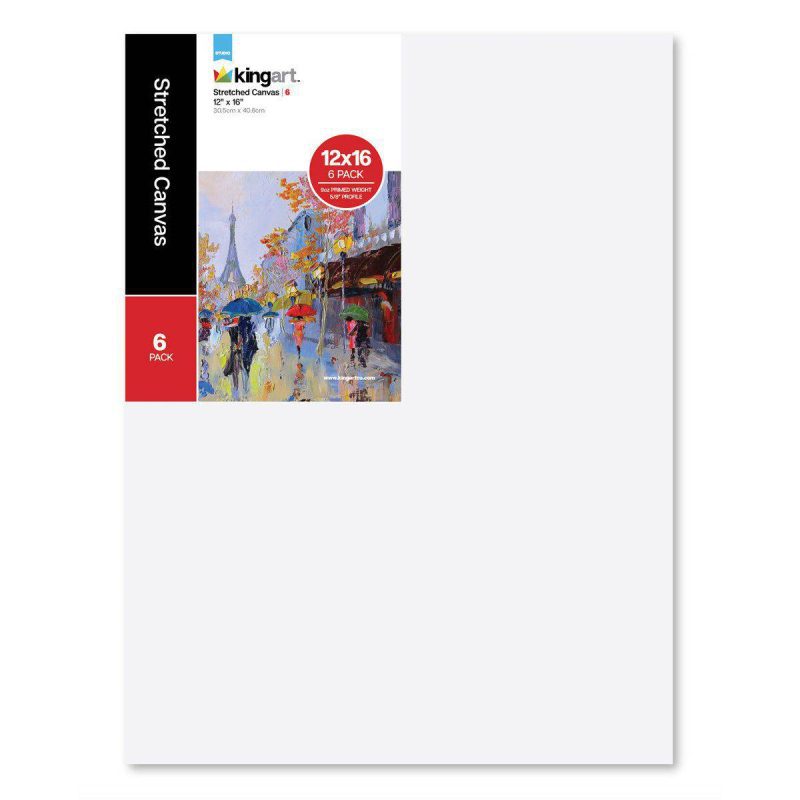 kingart studio kingart stretched white canvas 12 x 16 100 cotton gesso primed 6 pack 29499660337313