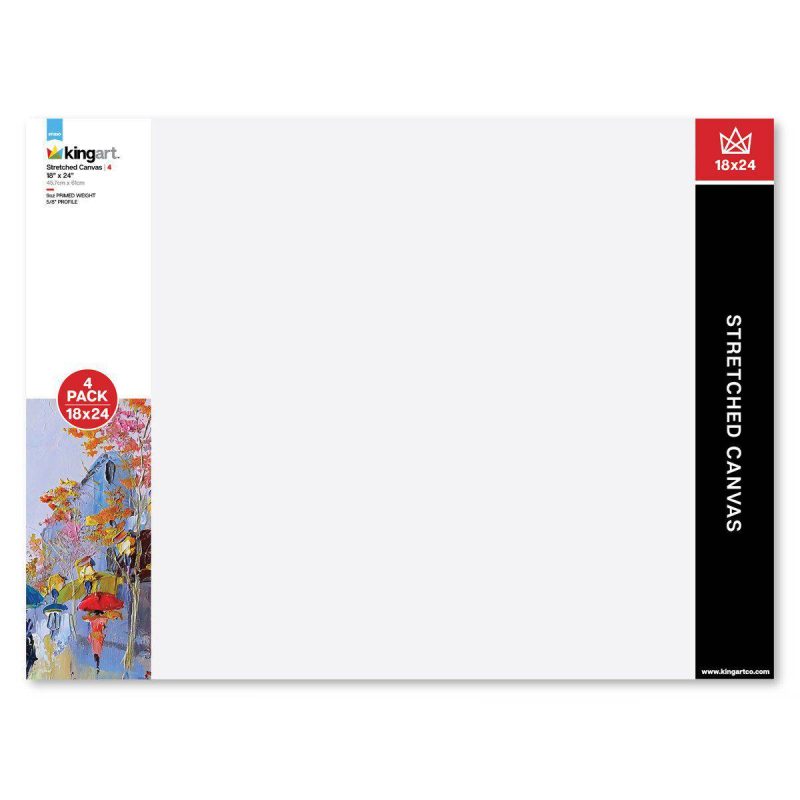 kingart studio kingart stretched white canvas 18 x 24 100 cotton gesso primed 4 pack 29493572960417