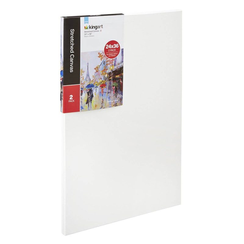 kingart studio kingart stretched white canvas 24 x 36 100 cotton gesso primed 2 pack 29560685035681