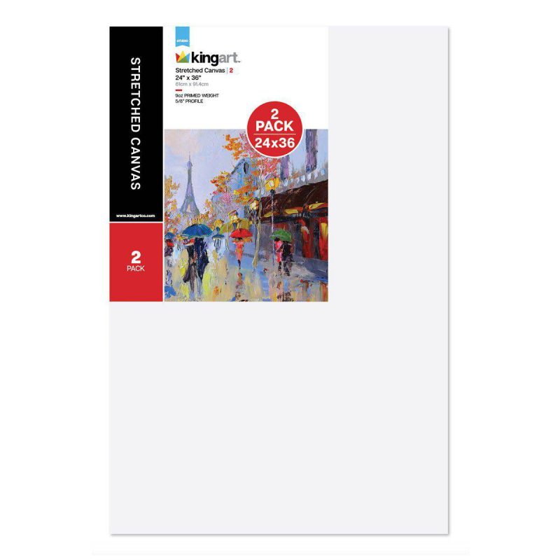 kingart studio kingart stretched white canvas 24 x 36 100 cotton gesso primed 2 pack 29573989236897