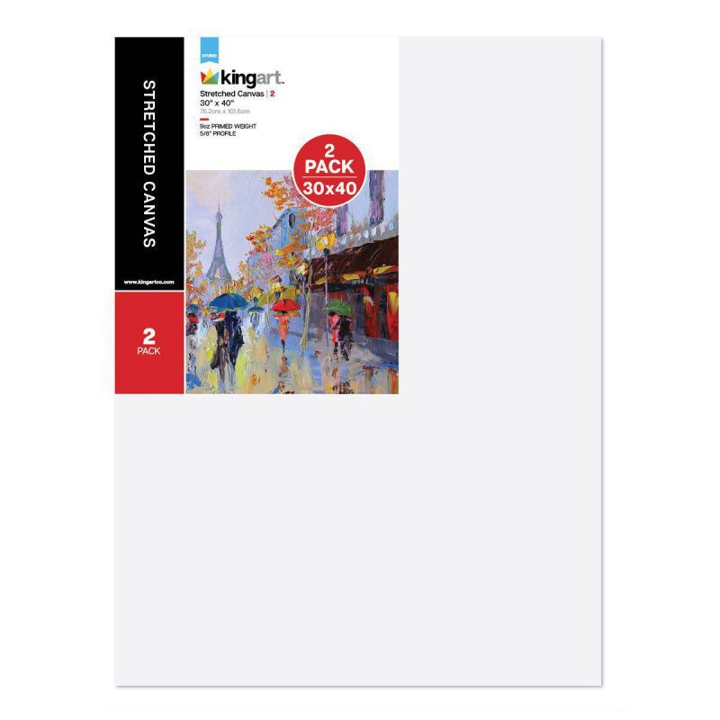 kingart studio kingart stretched white canvas 30 x 40 100 cotton gesso primed 2 pack 29499659518113