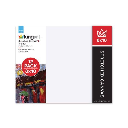 kingart studio kingart stretched white canvas 8 x 10 100 cotton gesso primed 12 pack 29574005227681