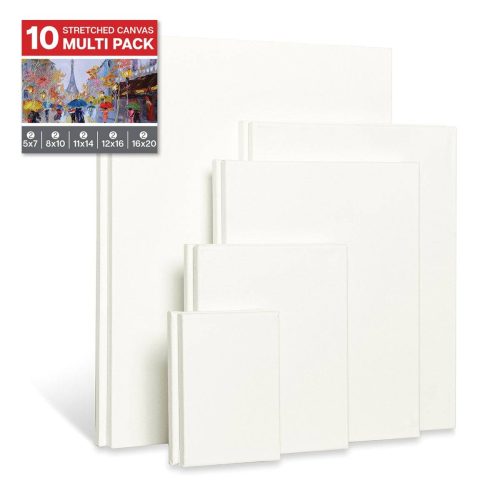 kingart studio kingart stretched white canvas multipack 10 pack 2 ea 5x7 8x10 11x14 12x16 16x20 29561048268961