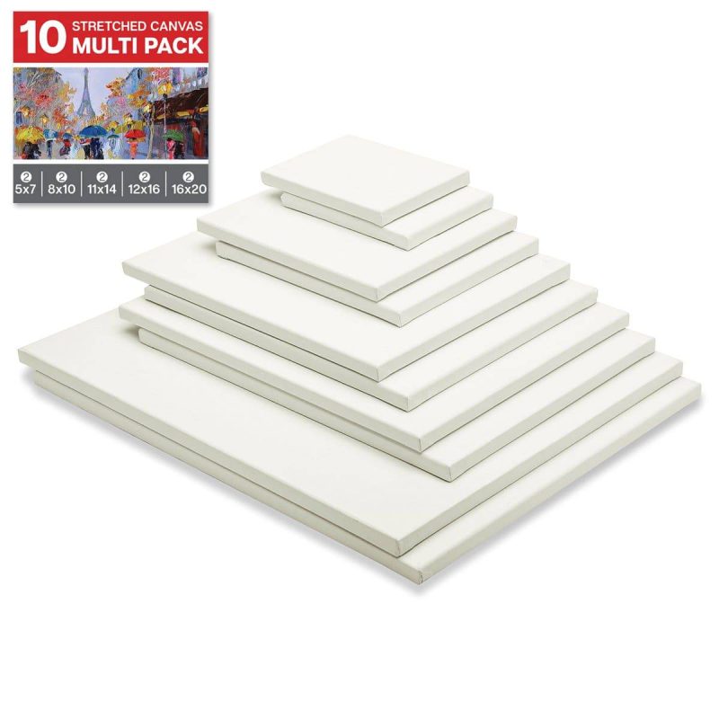 kingart studio kingart stretched white canvas multipack 10 pack 2 ea 5x7 8x10 11x14 12x16 16x20 29561055641761