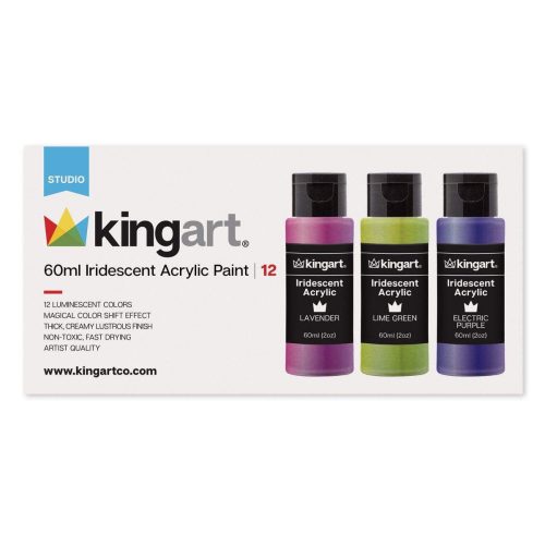 kingart studio kingart studio acrylic craft paint 60ml bottle set of 12 iridescent colors 29497824215201