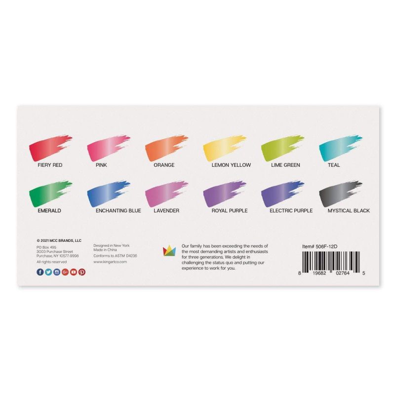 kingart studio kingart studio acrylic craft paint 60ml bottle set of 12 iridescent colors 29497824608417