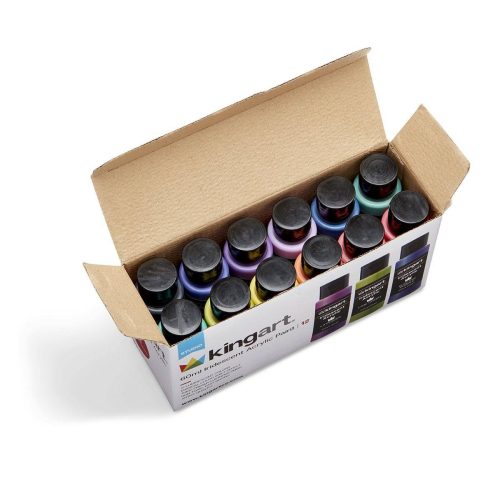 kingart studio kingart studio acrylic craft paint 60ml bottle set of 12 iridescent colors 29561362415777