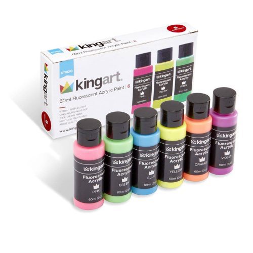 kingart studio kingart studio acrylic craft paint 60ml bottle set of 6 fluorescent colors 29561096929441