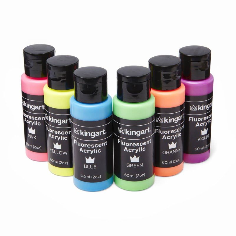 kingart studio kingart studio acrylic craft paint 60ml bottle set of 6 fluorescent colors 29561385287841