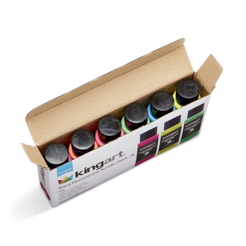 kingart studio kingart studio acrylic craft paint 60ml bottle set of 6 fluorescent colors 29561391186081