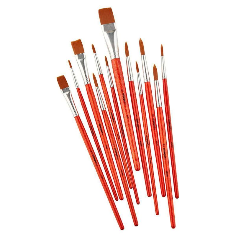 kingart studio kingart studio brush set brown nylon round and flat brushes 12 pc 29497838502049