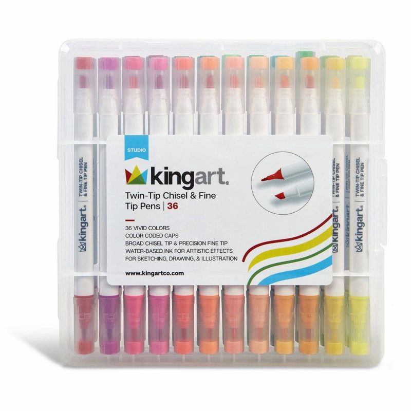 kingart studio kingart studio chisel fine tip markers travel storage case set of 36 colors 29540194812065