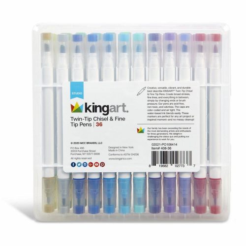 kingart studio kingart studio chisel fine tip markers travel storage case set of 36 colors 29553582702753