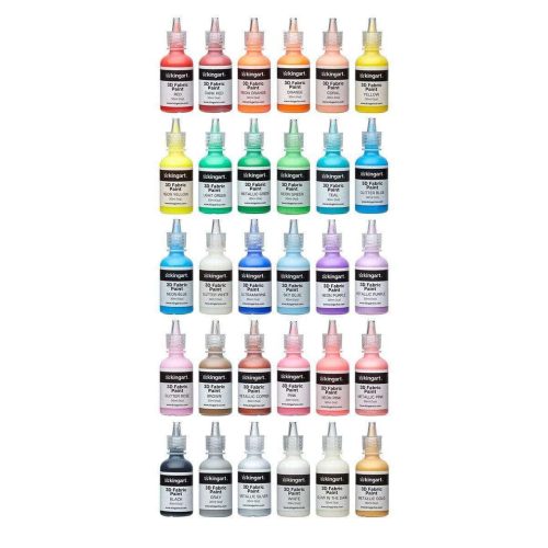 kingart studio kingart studio fabric paint 3d permanent 30 unique vibrant colors classic glitter metallic glow in dark 29497189695649