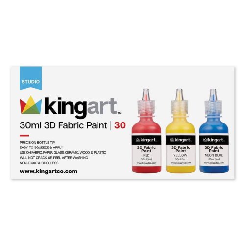 kingart studio kingart studio fabric paint 3d permanent 30 unique vibrant colors classic glitter metallic glow in dark 29497810026657