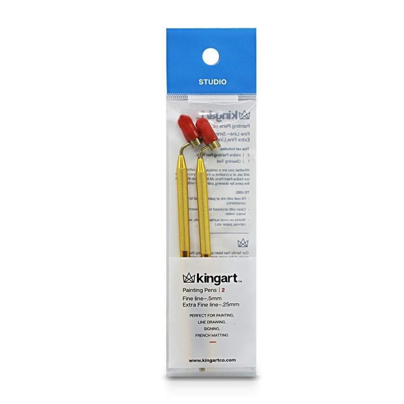 kingart studio kingart studio fine line painting pen 2 pack set stem flow 5mm 25mm applicable with inks acrylics water based media 29490074157217