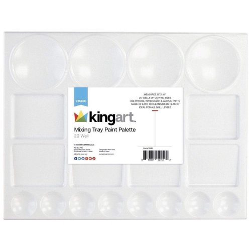 kingart studio kingart studio large artist tray plastic palette for oil watercolor acrylic 20 well 13x10 29499612856481