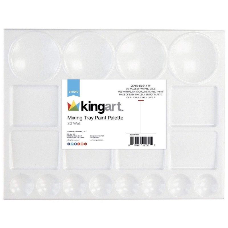 kingart studio kingart studio large artist tray plastic palette for oil watercolor acrylic 20 well 13x10 29499612856481