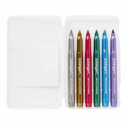 kingart studio kingart studio metallic markers medium tip travel storage case set of 6 colors 29540188651681