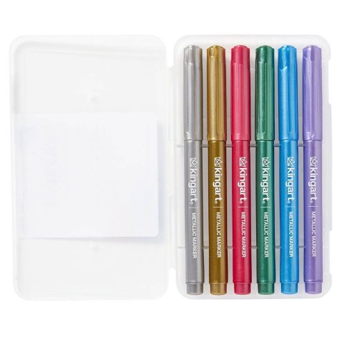 kingart studio kingart studio metallic markers medium tip travel storage case set of 6 colors 29540188782753