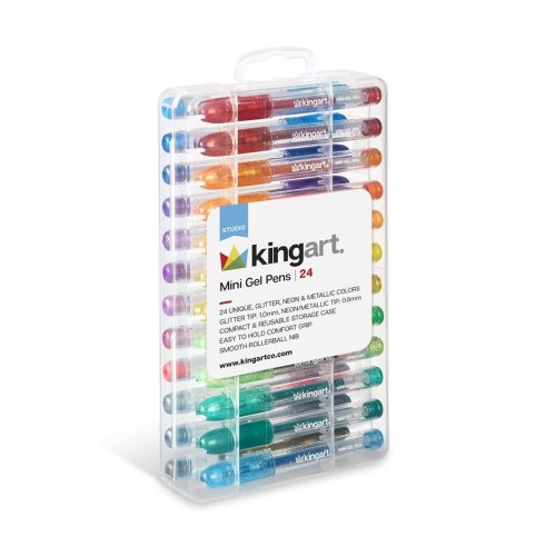 kingart studio kingart studio mini gel pens neon metallic glitter shades 1 0mm medium tip travel storage case set of 24 unique colors 29573866520737