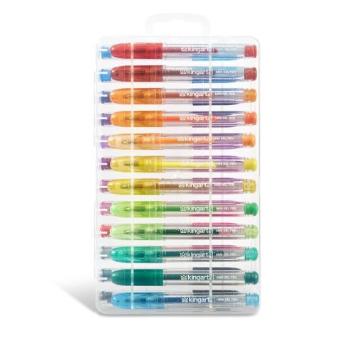 kingart studio kingart studio mini gel pens neon metallic glitter shades 1 0mm medium tip travel storage case set of 24 unique colors 29573873238177