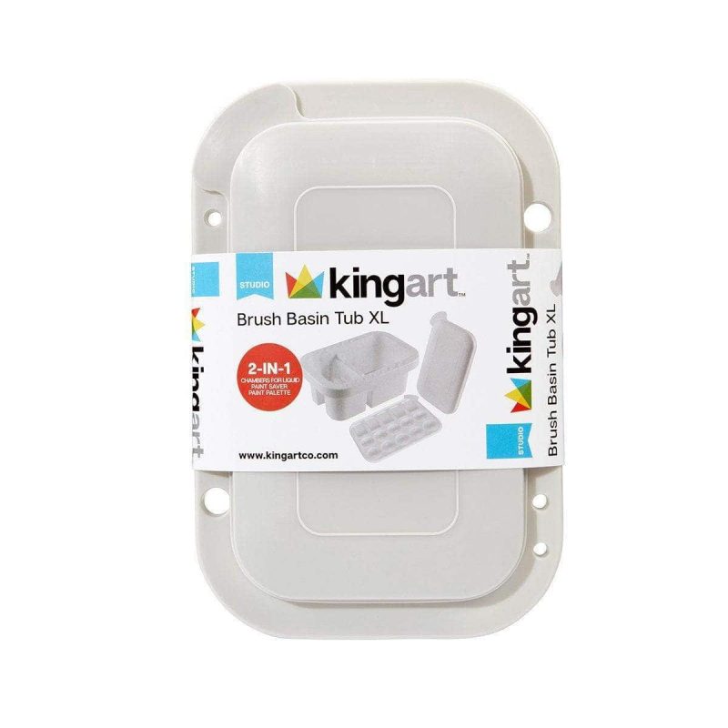 kingart studio kingart studio multi purpose brush tub with built in sealable 15 well palette 29495918952609