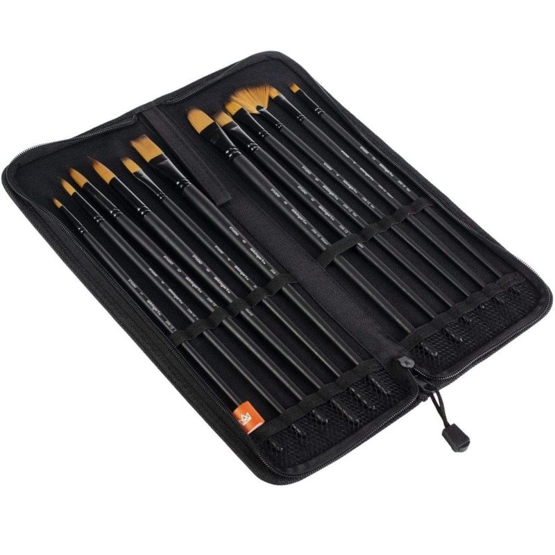 kingart studio kingart studio oil acrylic long handle brush set synthetic blend 12 pc case 29456627171489