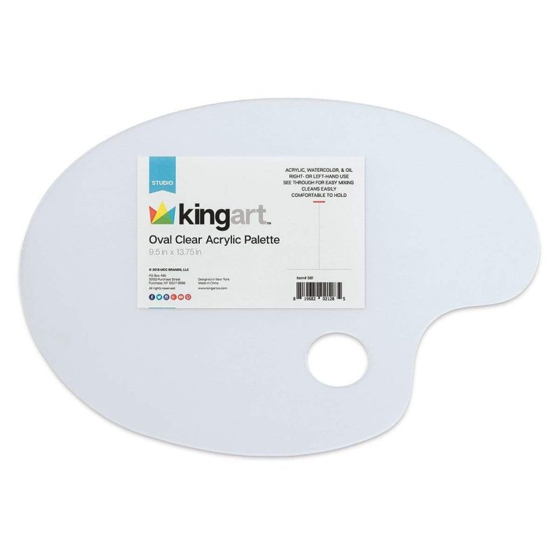 kingart studio kingart studio oval shaped non stick clear plexi palette 9 5 x 13 75 29489747755169